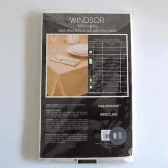 Windsor Tablecloth White 52X70 Inches Oblong Stain Resistant New in Package - Picture 4 of 8